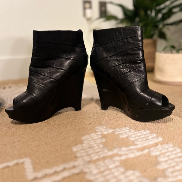Black Wedge Ankle Boots - Picture 2 of 5
